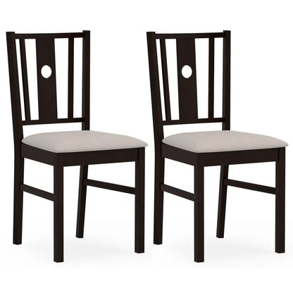 Rubber Wood Dining Chairs With Padded Seat Set 2