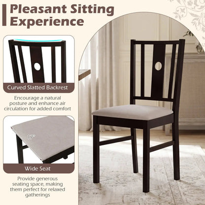 Rubber Wood Dining Chairs With Padded Seat Set 2
