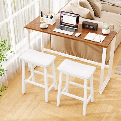 DirectDeals saddle-seat counter-height stools set of 2, white frames with wood top, footrests on Tampa Home & Garden Store