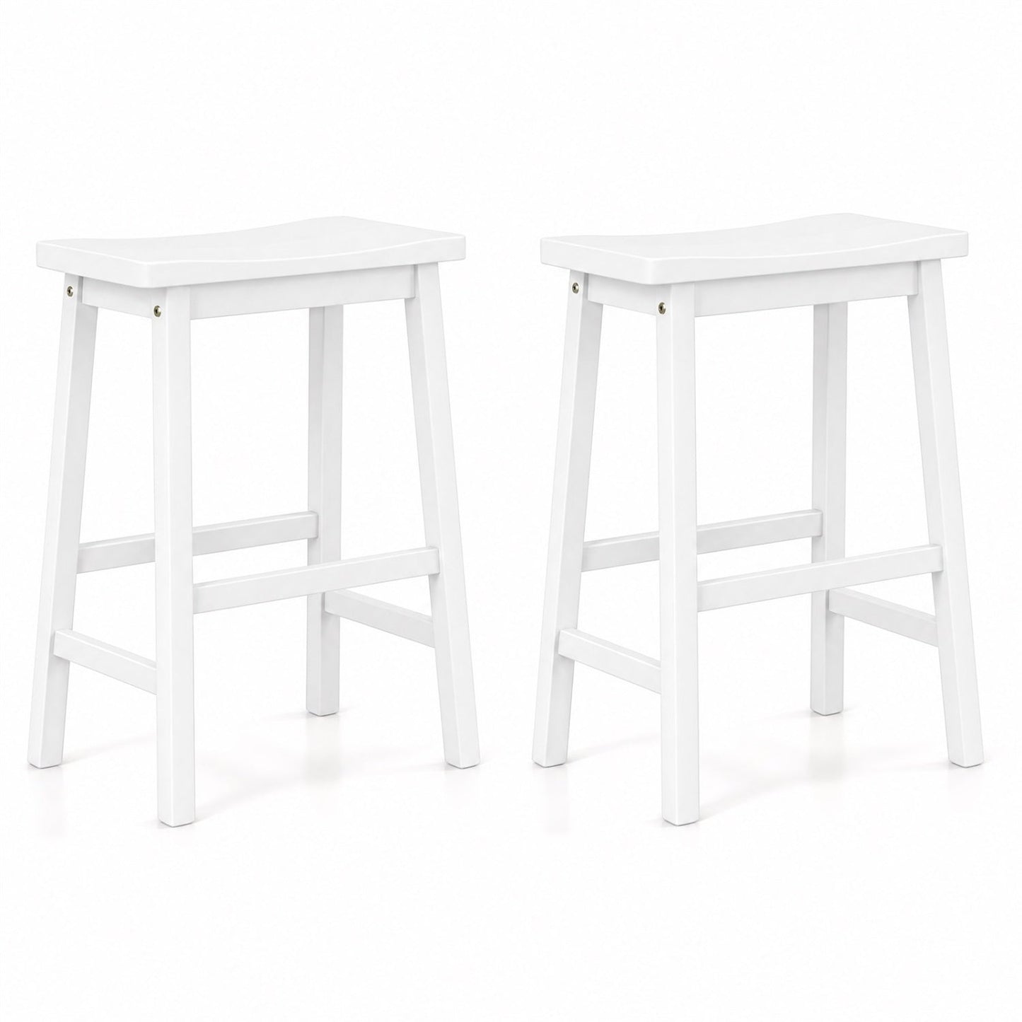 Saddle-seat counter height bar stools set of 2 in white, with footrests, DirectDeals on Tampa Home & Garden Store