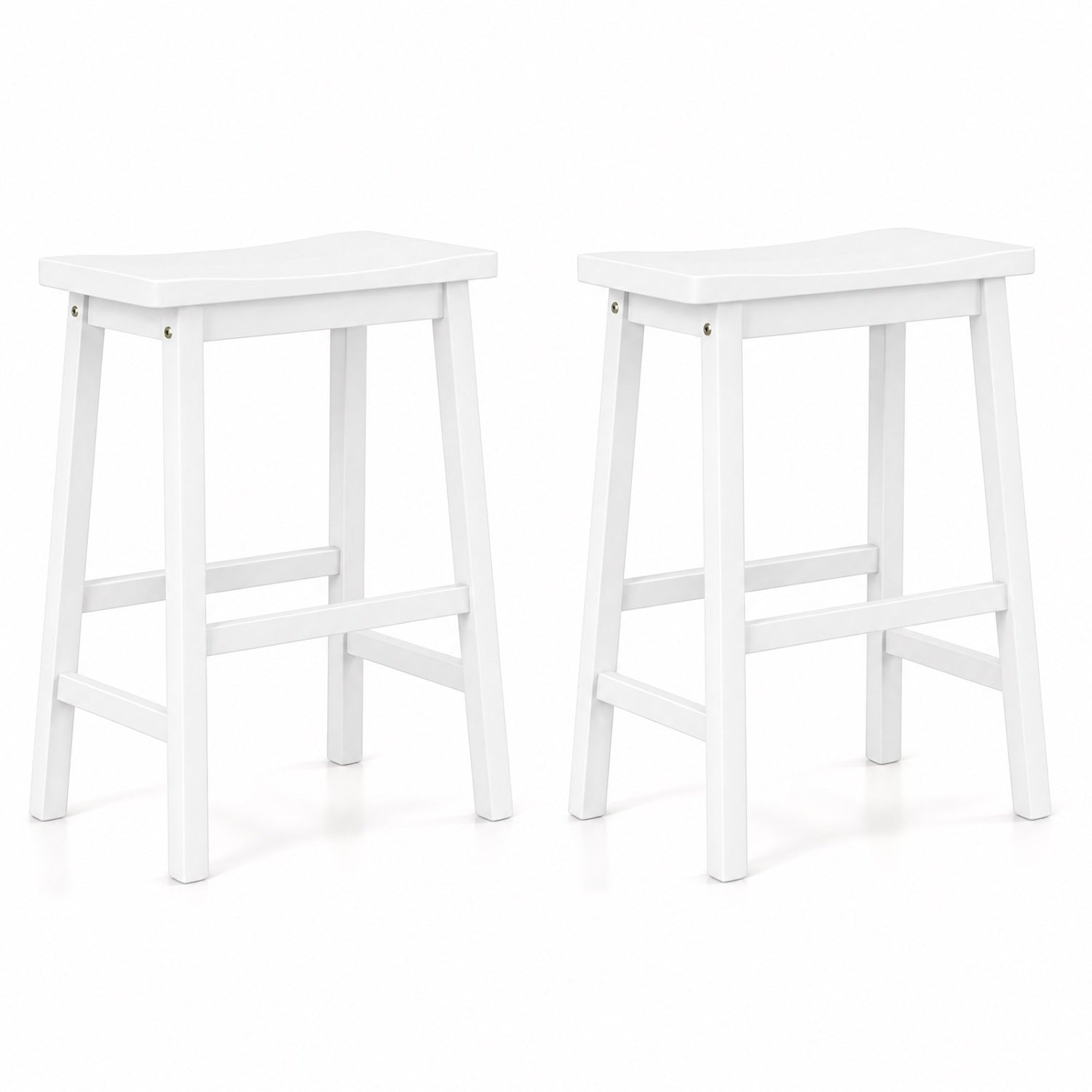 Saddle-seat counter height bar stools set of 2 in white, with footrests, DirectDeals on Tampa Home & Garden Store