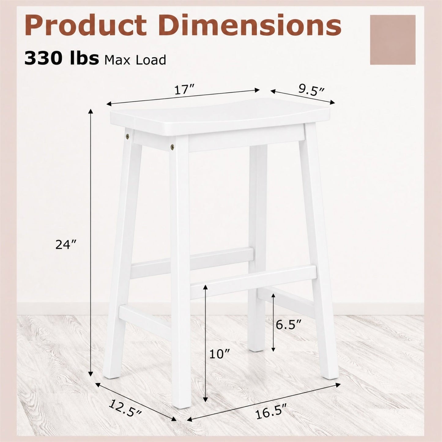 Saddle-Seat Counter Height Bar Stools, white, set of 2 by DirectDeals on Tampa Home & Garden Store