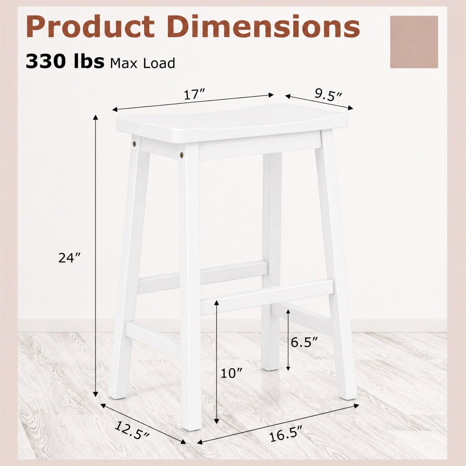 Saddle-Seat Counter Height Bar Stools, white, set of 2 by DirectDeals on Tampa Home & Garden Store