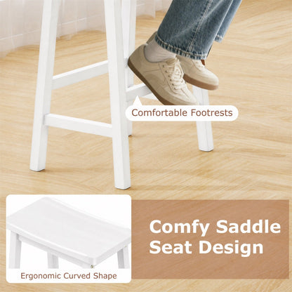 Saddle-seat counter-height bar stools set of 2, white with footrests and ergonomic curved seats on Tampa Home & Garden Store