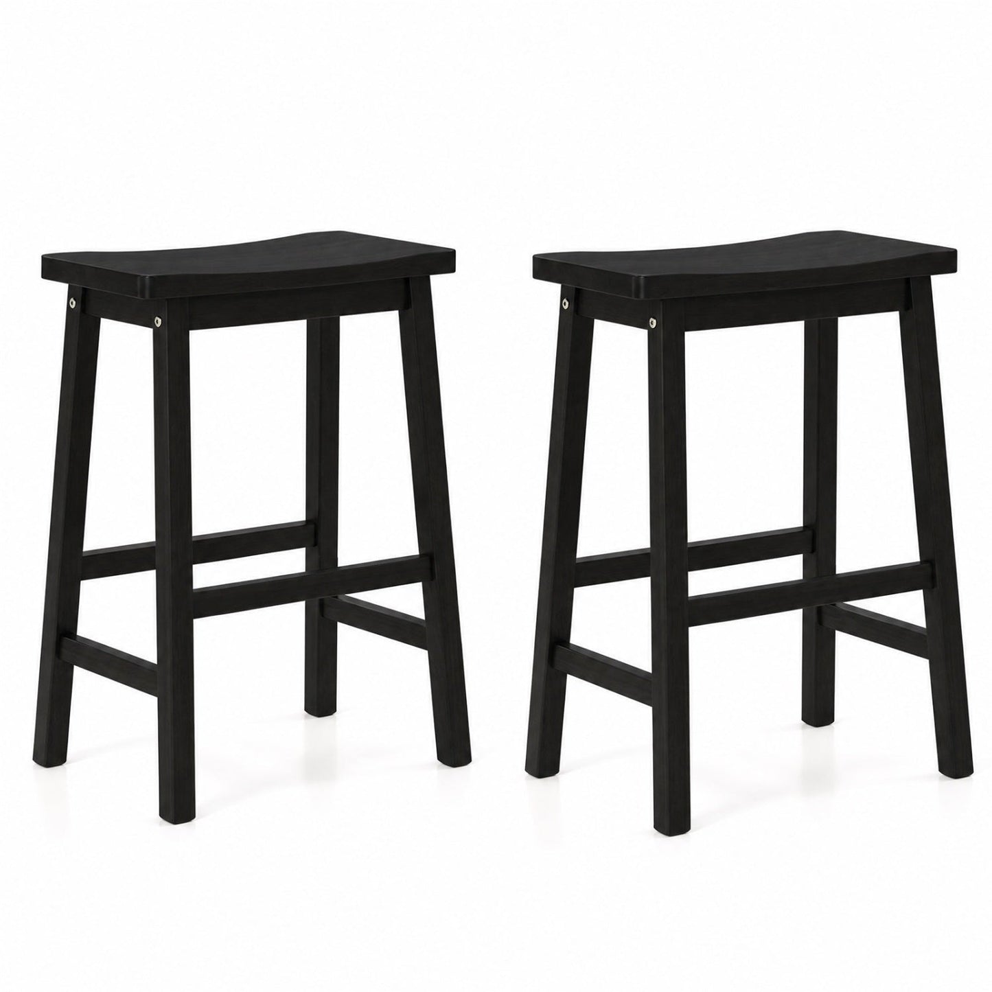 Saddle-seat counter-height bar stools set of 2 in black wood with footrests DirectDeals on Tampa Home & Garden Store