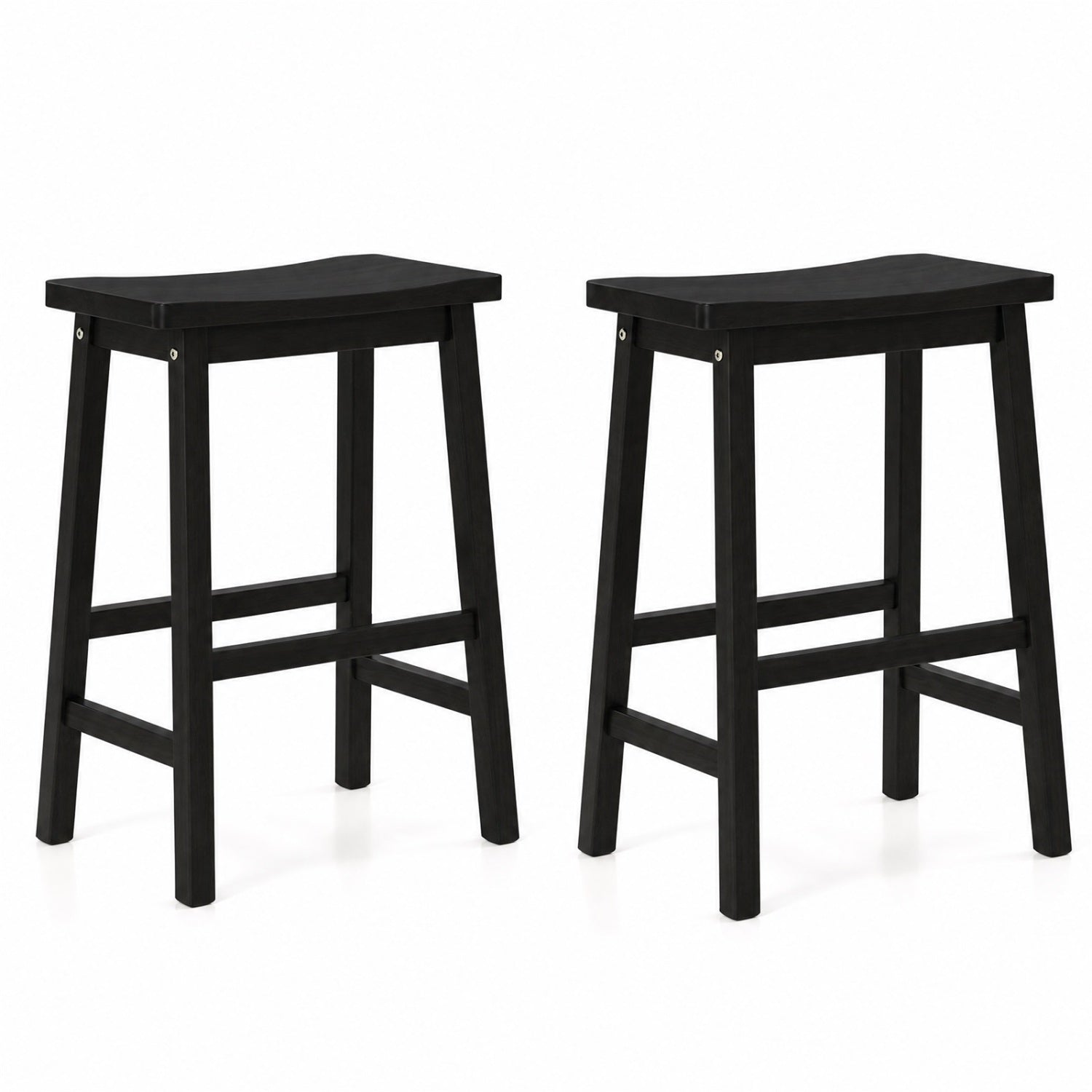 Saddle-seat counter-height bar stools set of 2 in black wood with footrests DirectDeals on Tampa Home & Garden Store