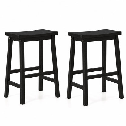 Saddle-seat counter-height bar stools set of 2 in black wood with footrests DirectDeals on Tampa Home & Garden Store