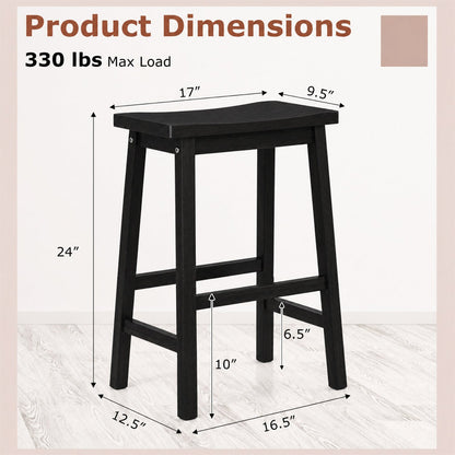 Saddle-Seat Counter Height Stools, DirectDeals, set of 2 in black wood with footrests on Tampa Home & Garden Store
