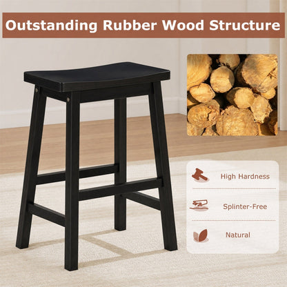 DirectDeals Saddle-Seat Counter Height Bar Stools set of 2 in black wood with footrests on Tampa Home & Garden Store
