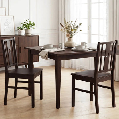 Solid Rubber Wood Dining Chairs Set of 2