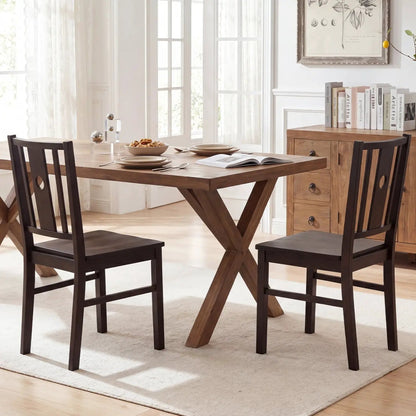 Solid Rubber Wood Dining Chairs Set of 2