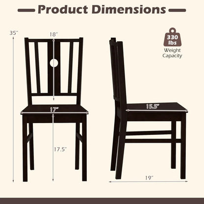 Solid Rubber Wood Dining Chairs Set of 2