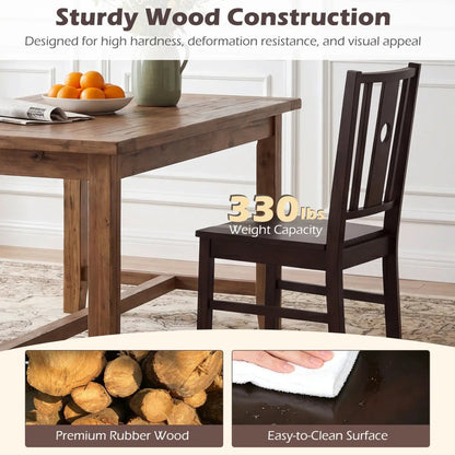 Solid Rubber Wood Dining Chairs Set of 2