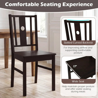Solid Rubber Wood Dining Chairs Set of 2