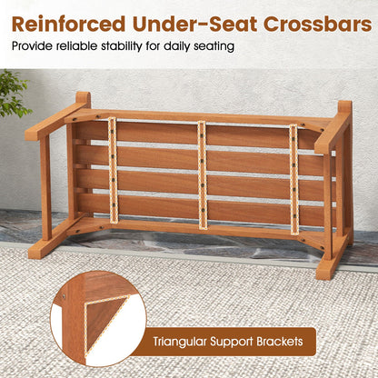 Solid wood backless outdoor garden bench with triangular support brackets on Tampa Home & Garden Store