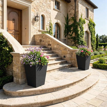 Square Taper Planter Set With Self-Watering