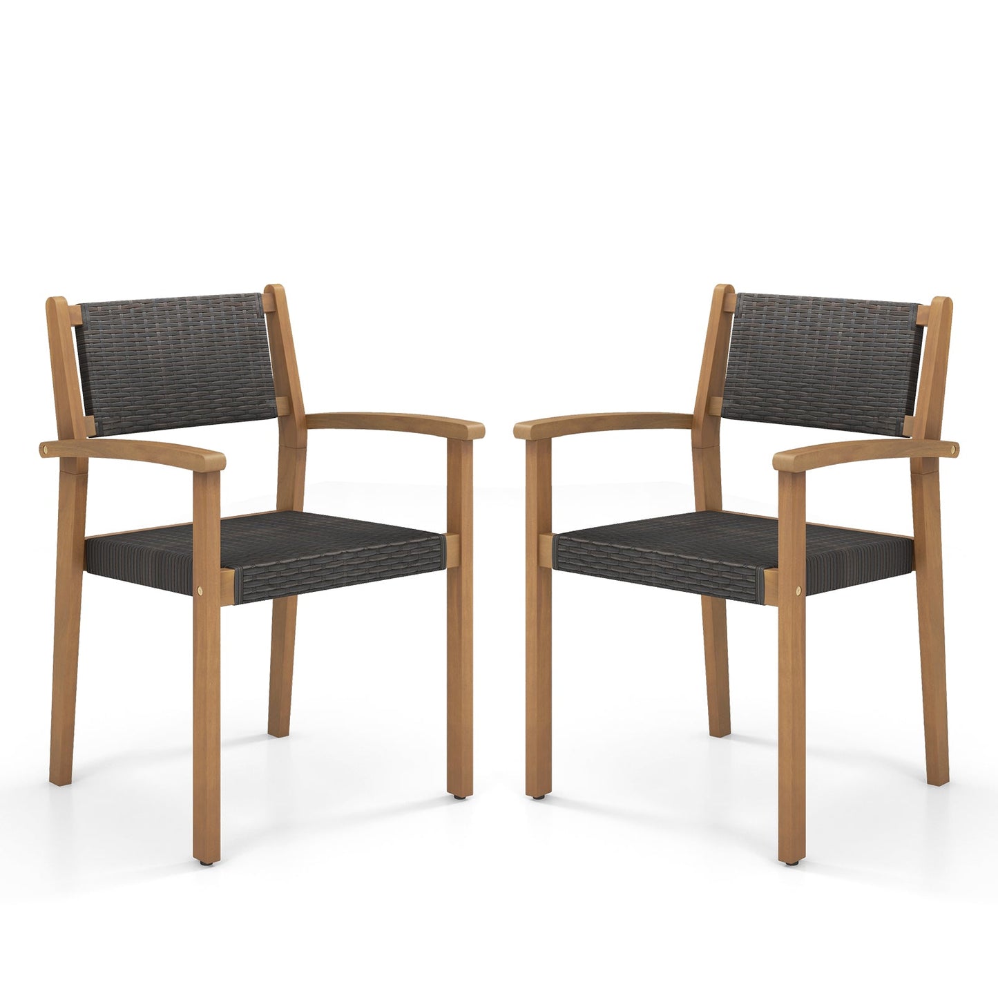 Set of 2 Stackable Outdoor Wicker Dining Chair