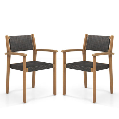 Set of 2 Stackable Outdoor Wicker Dining Chair