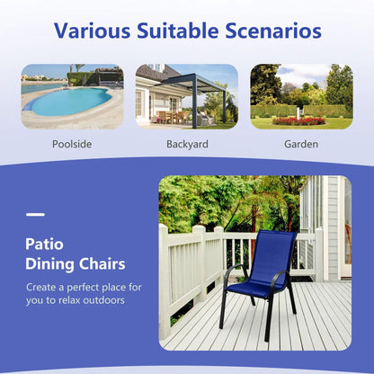 Set of 2 Stackable Patio Chairs With Armrest