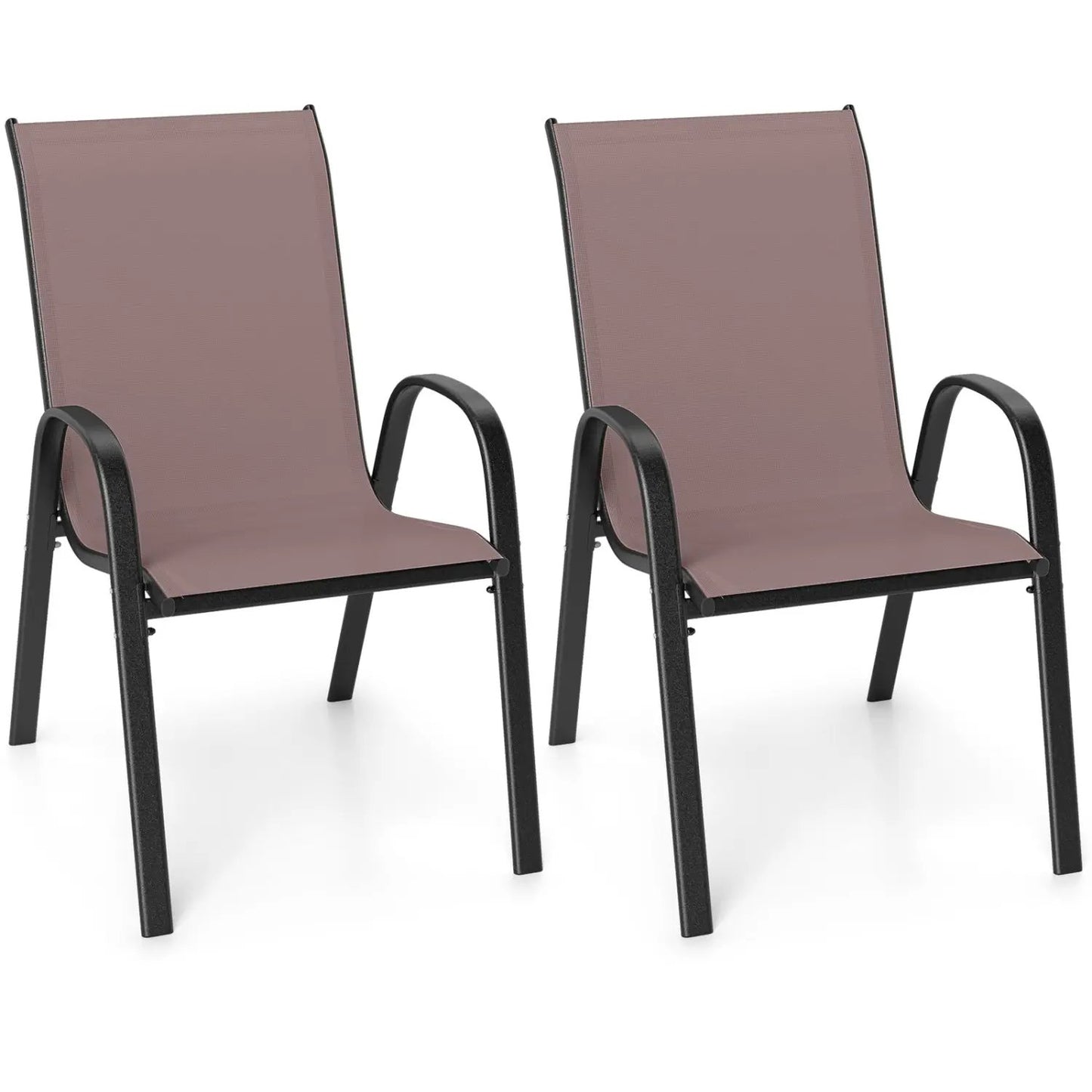 Set of 2 Stackable Patio Chairs With Armrest