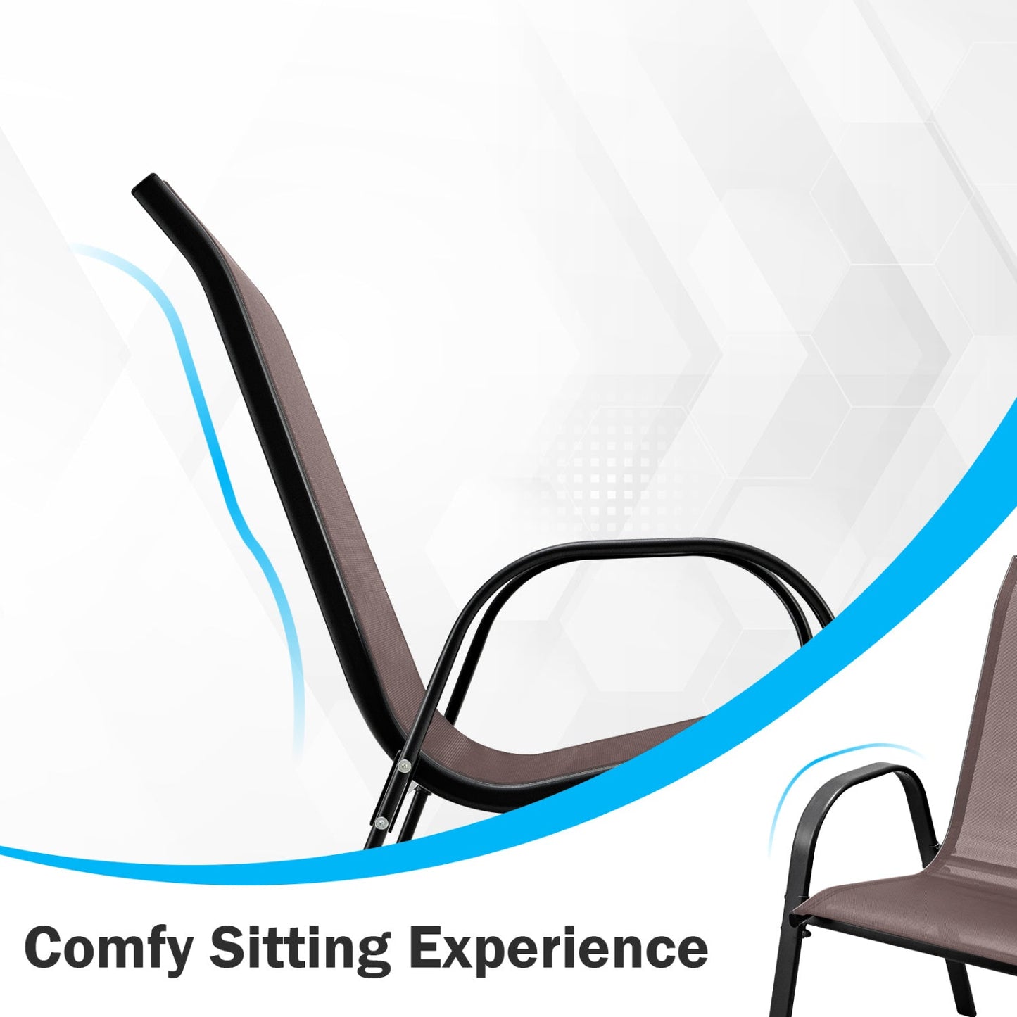 Set of 2 Stackable Patio Chairs With Armrest
