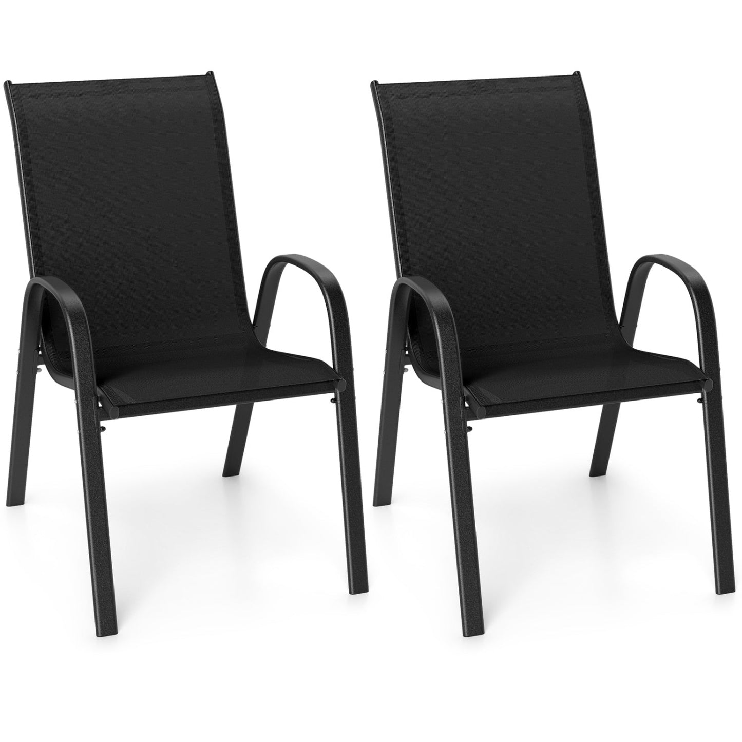 Set of 2 Stackable Patio Chairs With Armrest