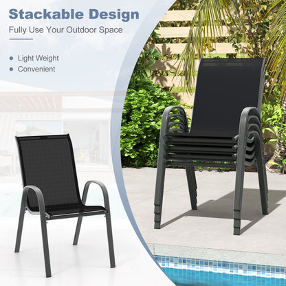 Set of 2 Stackable Patio Chairs With Armrest