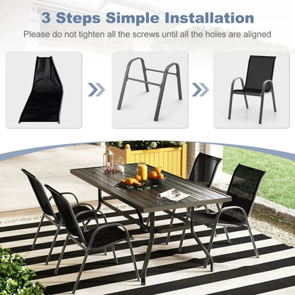 Set of 2 Stackable Patio Chairs With Armrest