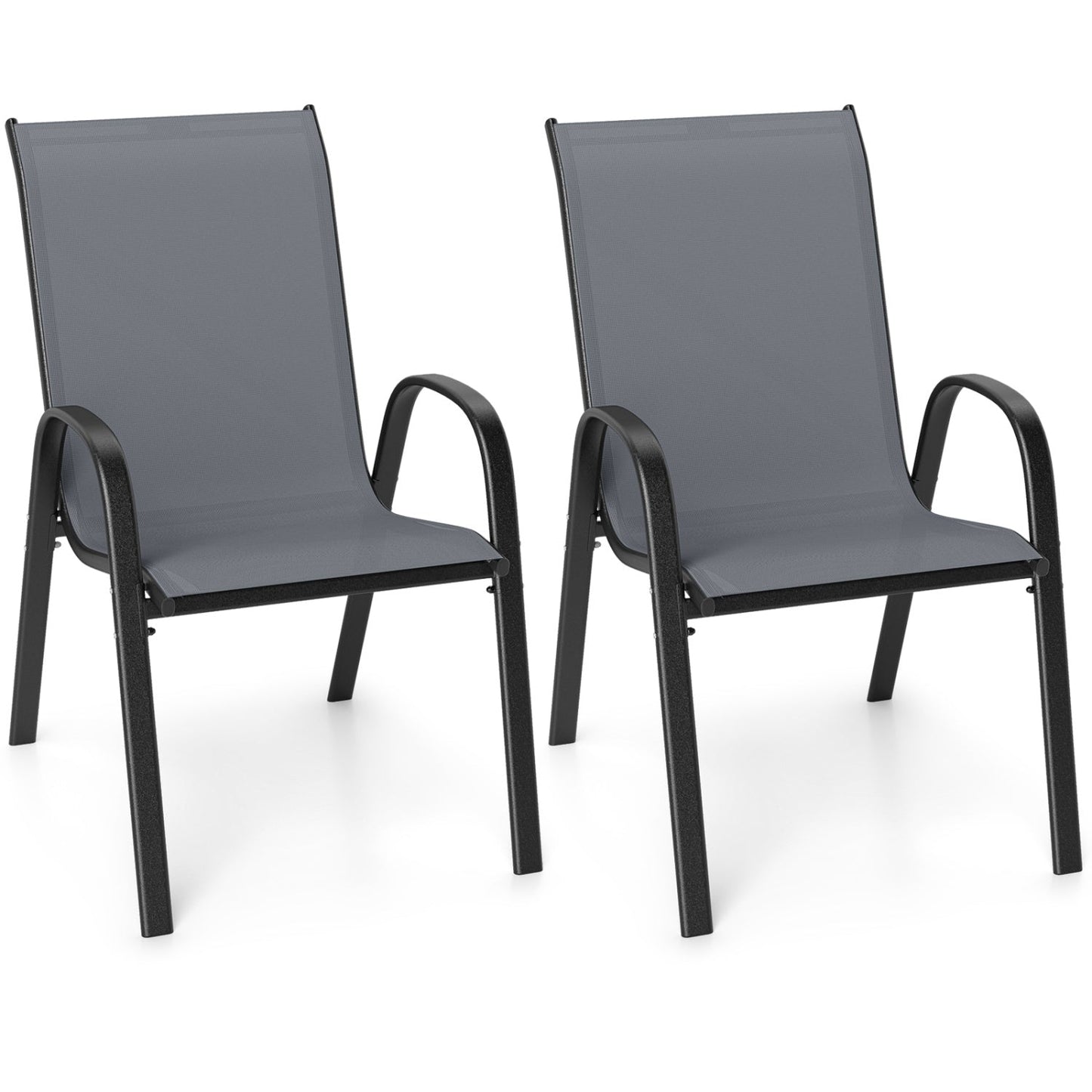 Set of 2 Stackable Patio Chairs With Armrest