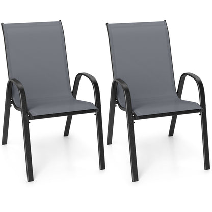 Set of 2 Stackable Patio Chairs With Armrest