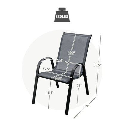 Set of 2 Stackable Patio Chairs With Armrest