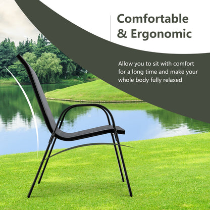 Set of 2 Stackable Patio Chairs With Armrest