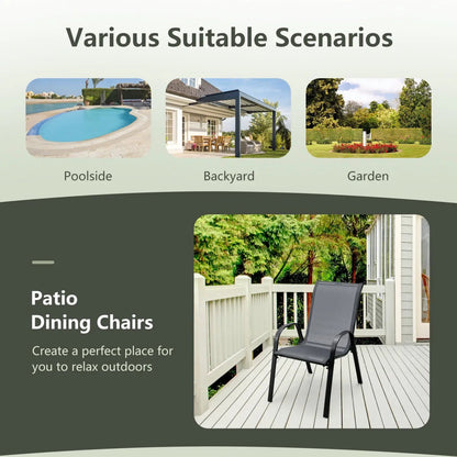 Set of 2 Stackable Patio Chairs With Armrest