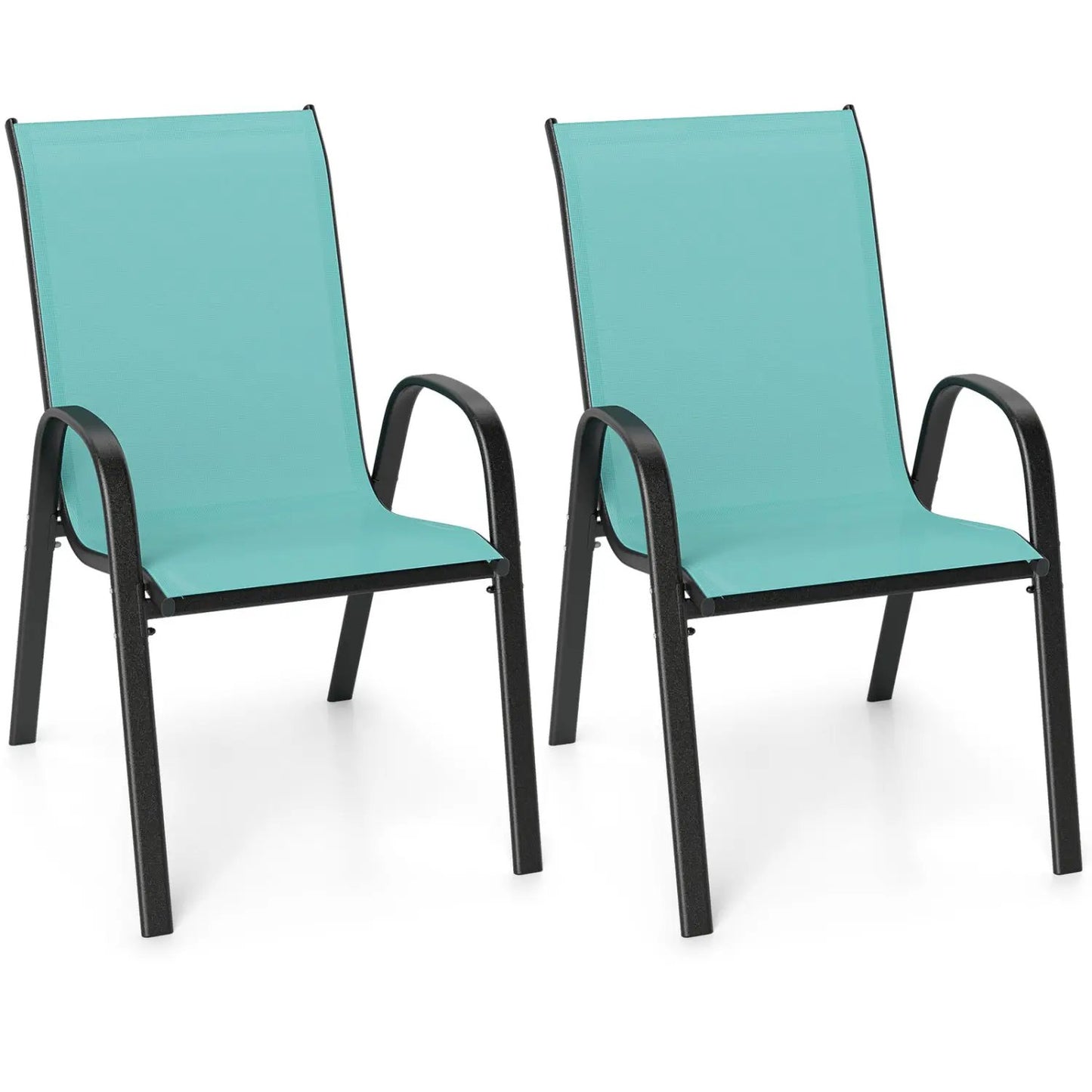 Set of 2 Stackable Patio Chairs With Armrest
