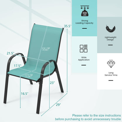 Set of 2 Stackable Patio Chairs With Armrest