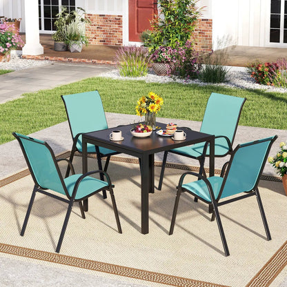 Set of 2 Stackable Patio Chairs With Armrest