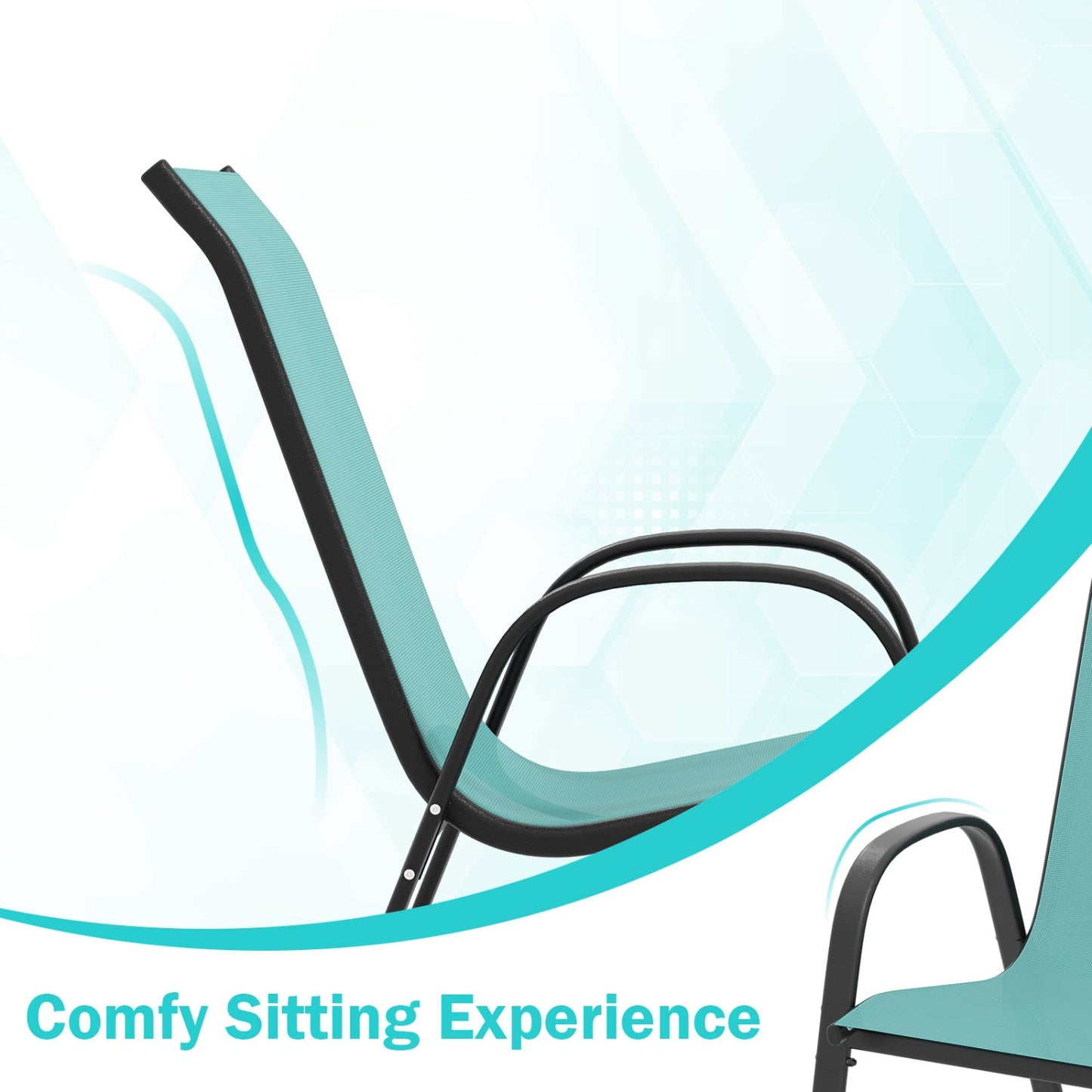 Set of 2 Stackable Patio Chairs With Armrest