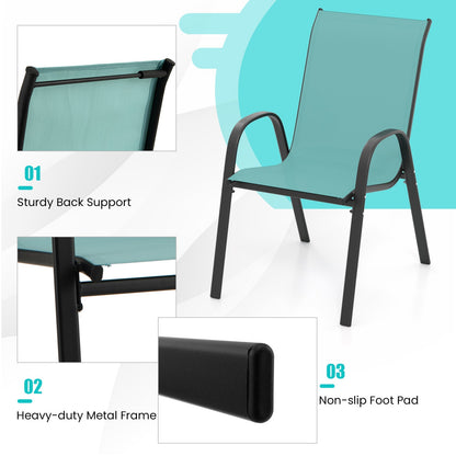 Set of 2 Stackable Patio Chairs With Armrest