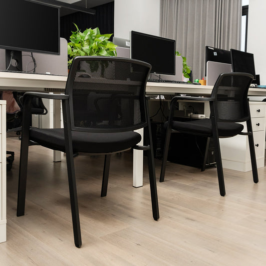 Set of 2 Stackable Reception Room Chairs with Padded Seat-Black - Tampa Home & Garden Store