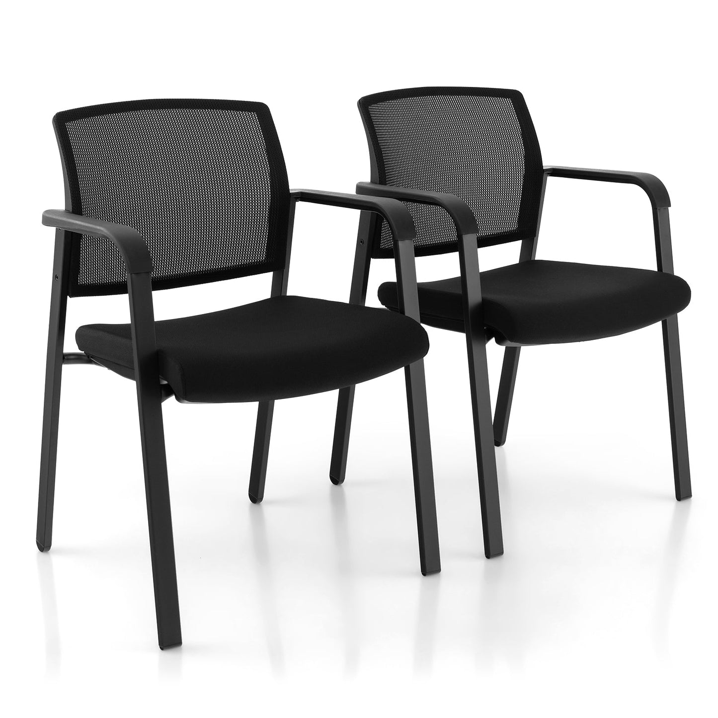 Juego de 2 sillas apilables para sala de espera con asiento acolchado - Negro