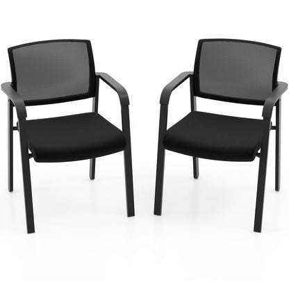 Juego de 2 sillas apilables para sala de espera con asiento acolchado - Negro