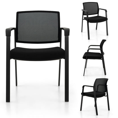 Juego de 2 sillas apilables para sala de espera con asiento acolchado - Negro