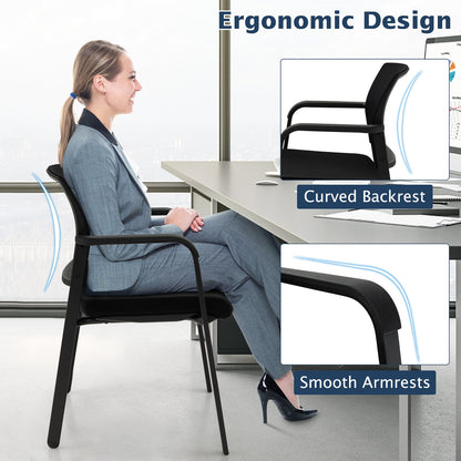 Juego de 2 sillas apilables para sala de espera con asiento acolchado - Negro