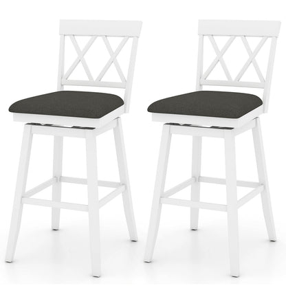 Set of 2 Swivel Bar Stools Counter Height Barstools with Backrest Upholstered Seat Cushion