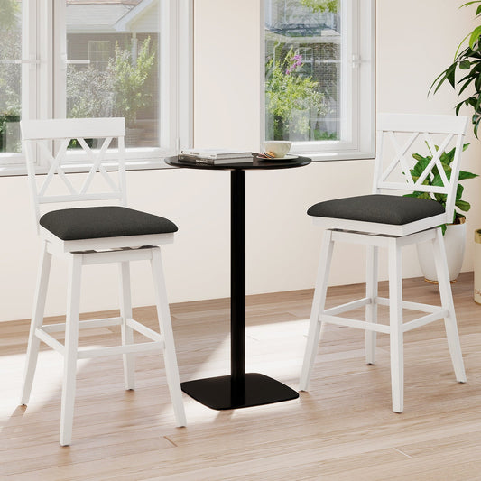 Set of 2 Swivel Bar Stools Counter Height Barstools with Backrest Upholstered Seat Cushion - Tampa Home & Garden Store