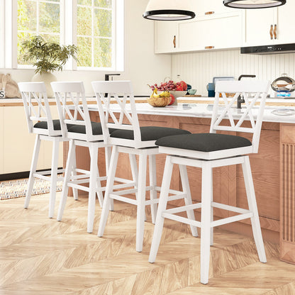Set of 2 Swivel Bar Stools Counter Height Barstools with Backrest Upholstered Seat Cushion