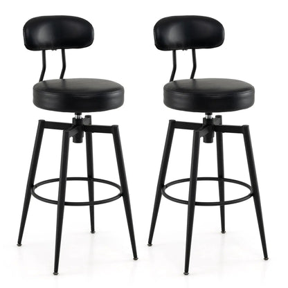 Set of 2 Swivel Bar Stools Faux Leather With Seat