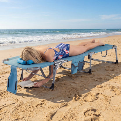 Set of 2 Tanning Chair Portable Chaise Lounge Chair with 4-Position Adjustable Backrest - Tampa Home & Garden Store