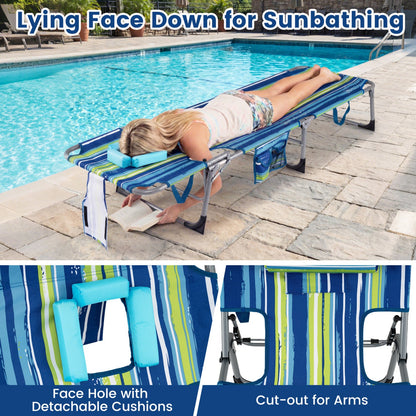 Set of 2 Tanning Chair Portable Chaise Lounge Chair with 4-Position Adjustable Backrest - Tampa Home & Garden Store