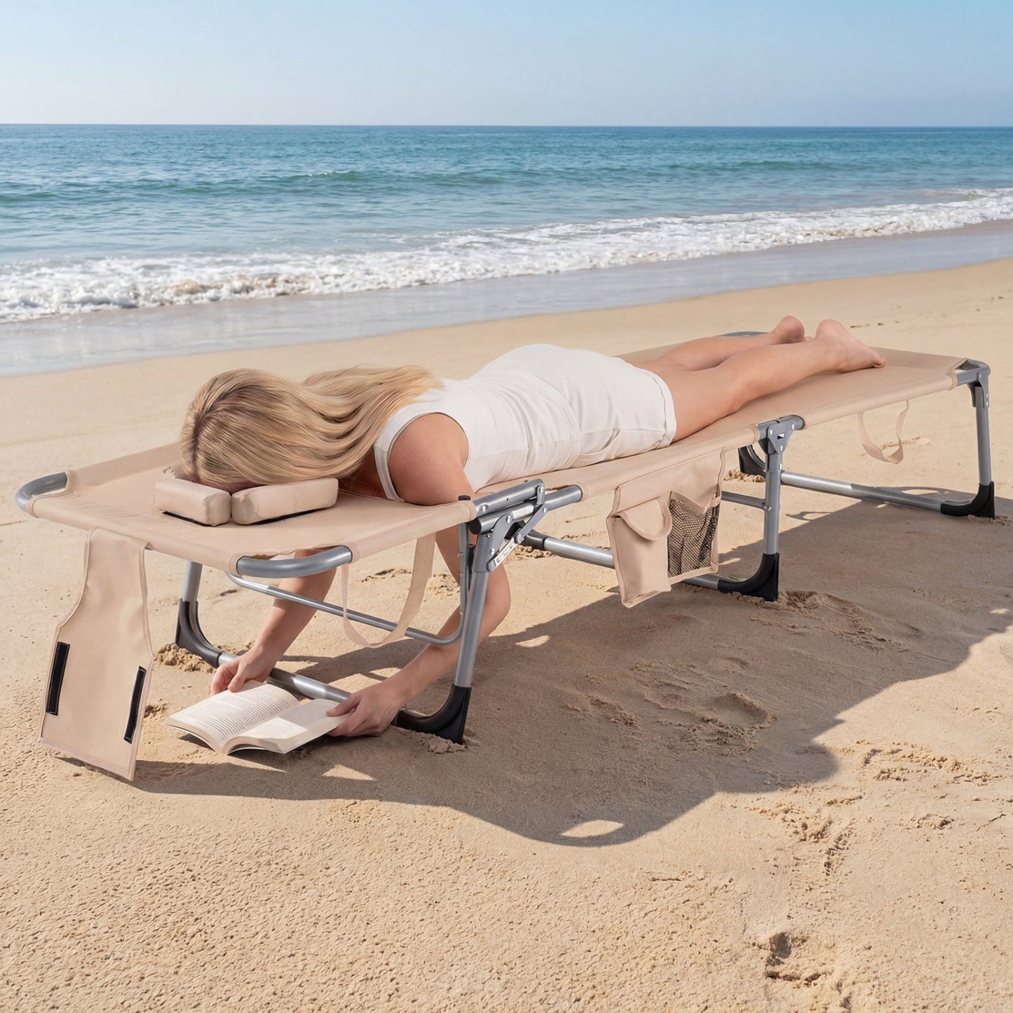 Adjustable Tanning Chaise Lounge With Face Hole